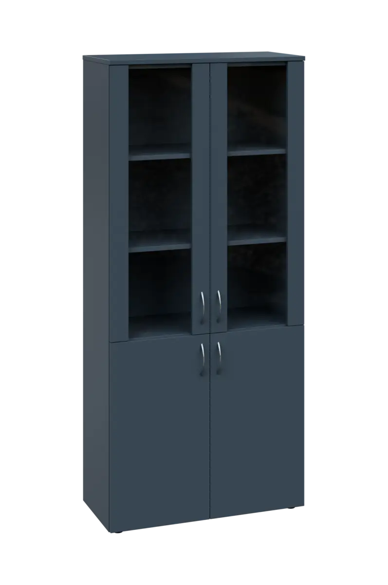 CLE 5 - 8VS skříň léková, 4-dveřová, sklo čiré v liště, výsuvná deska, 2x zámek, 1800x800x400, antracit